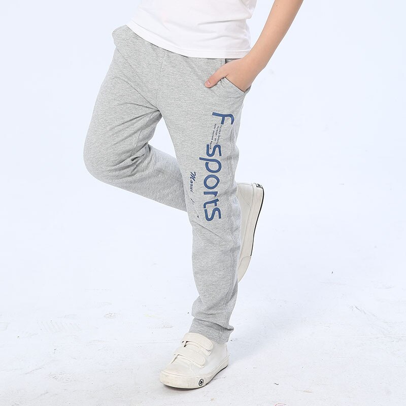 Brand Kids Jongens Broek Brief Afdrukken Katoenen Broek Kinderen Sport Broek Casual Kids Kleding Blauw Geel Grijs: GREY boys pants / 6T