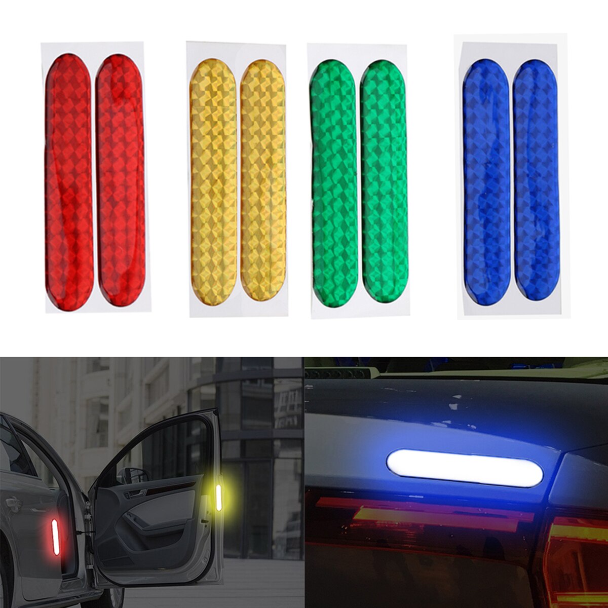 2 stuks waterdichte reflecterende autostickers, waarschuwingstape, reflecterende strips, veiligheidsmarkering voor autovelg, wenkbrauw, deurrand