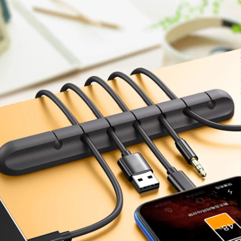 Uchwyt na kabel USB Klipsy do kabli Organizer przewodów Silikonowa nawijarka na biurko Uchwyt do uporządkowania na biurku Samoprzylepne przechowywanie przewodów