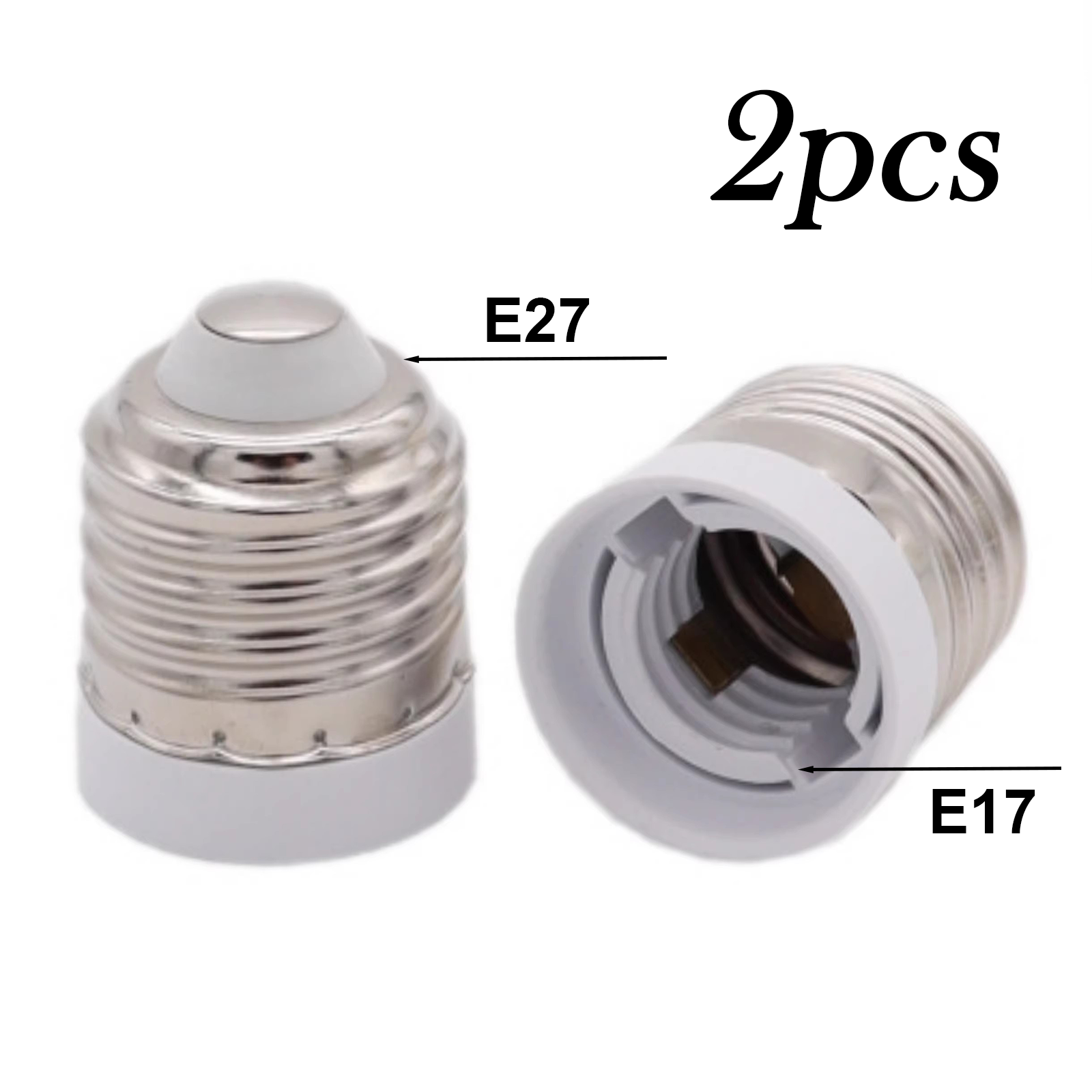 2pcs E27 to E17 Lamp Socket Adapter - LED Halogen CFL Bulb Holder Converter