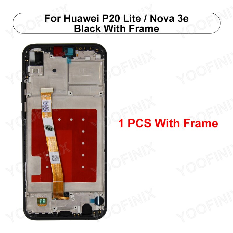 5.84&quot; For Huawei P20 Lite Display LCD Touch Screen Digitizer For Huawei Nova 3e LCD ANE-LX1 ANE-LX2 Display Replacement Parts: Black With frame