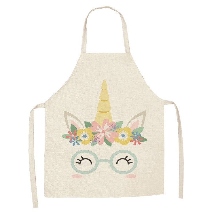 Unicorn Kitchen Apron Cartoon Parent-child Sleeveless Apron Cotton Linen Aprons for Adult Home Cleaning Tools Bibs