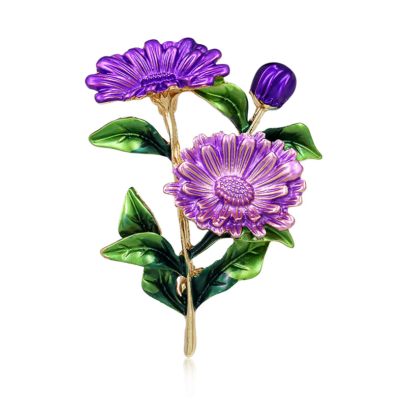 Broche en forme de fleur de tournesol pour femmes, , émail, tulipe, Rose, tournesol, , à la , classique, pour fête de mariage: Imitation plaquée rhodium