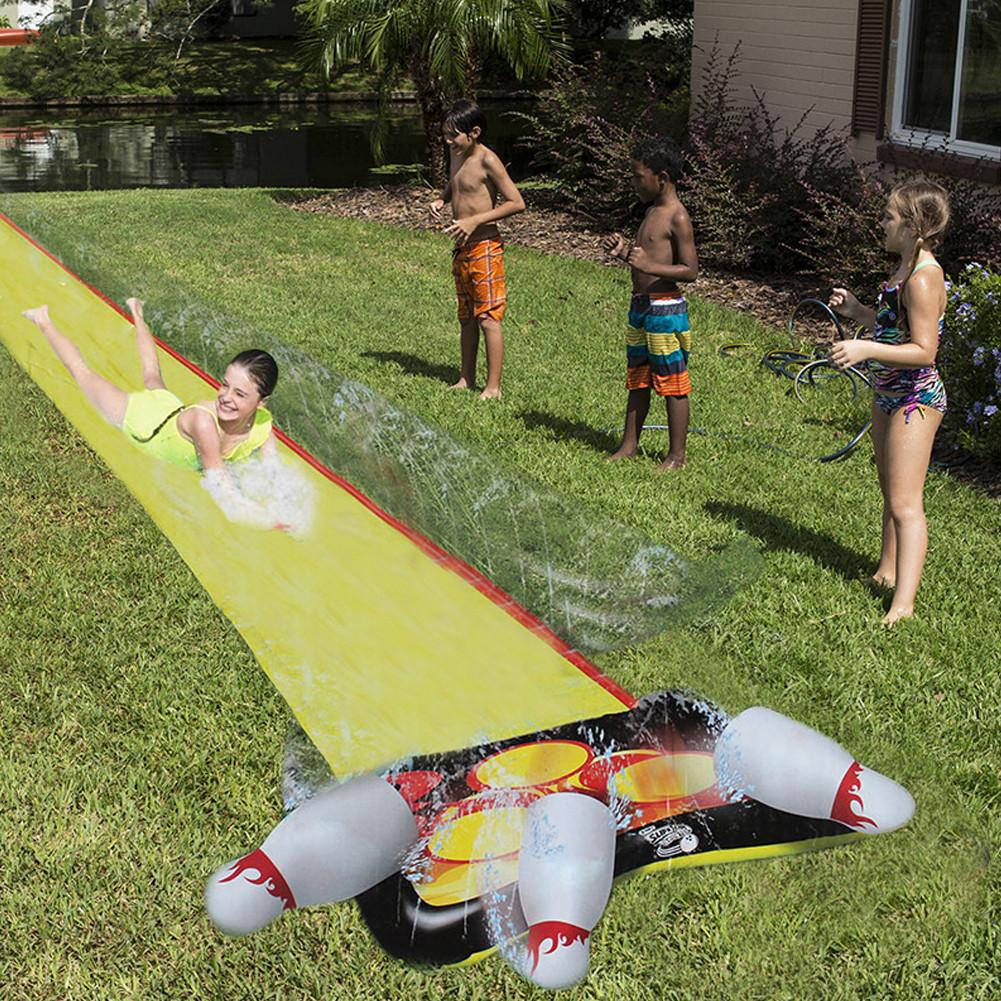 Kids Water Slide Backyard Garden Lawn Slip Slide Perfect Fun Water Games Sprinkler Toy Outdoor Summer Single Surf Waterslides