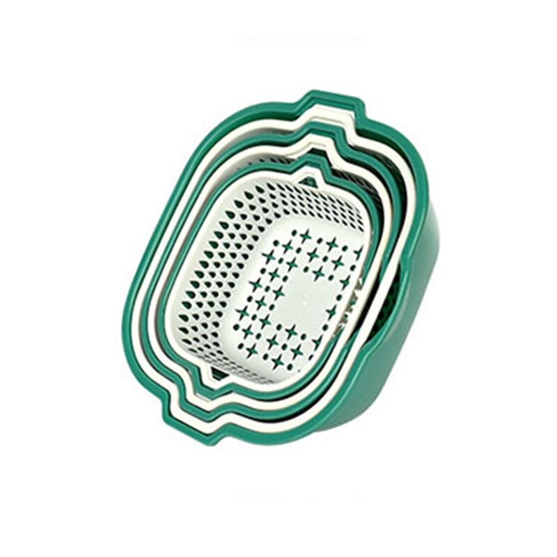 Cestello di scarico doppio da cucina colino di lavaggio per frutta e verdura cestello di stoccaggio in plastica colino di pulizia: S4 M4 L4