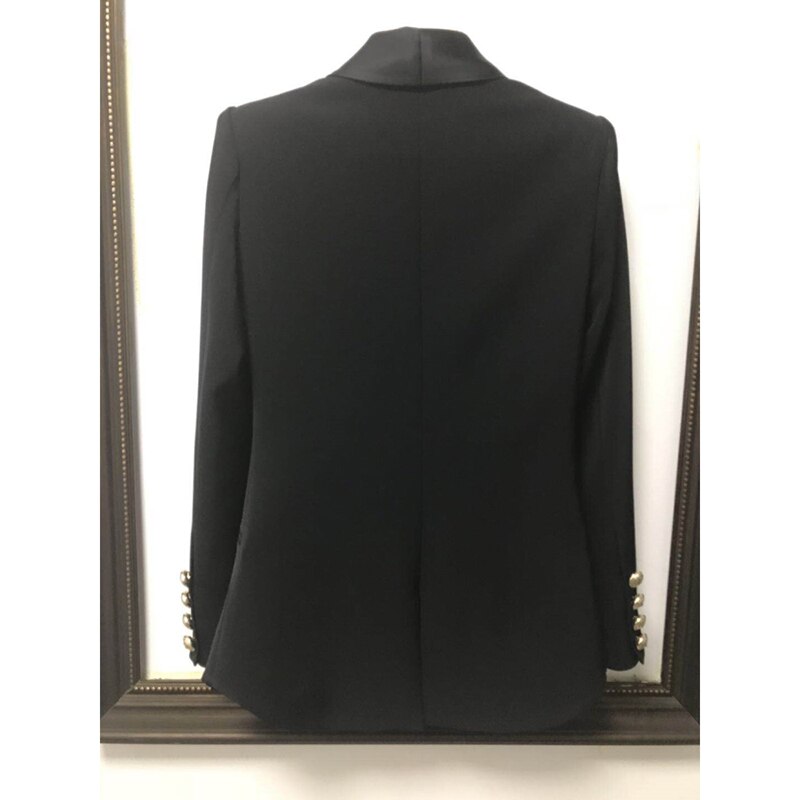 hoch Straße Neueste Blazer frauen Schal Kragen Zweireiher Metall Tasten Gürtel Blazer Jacke