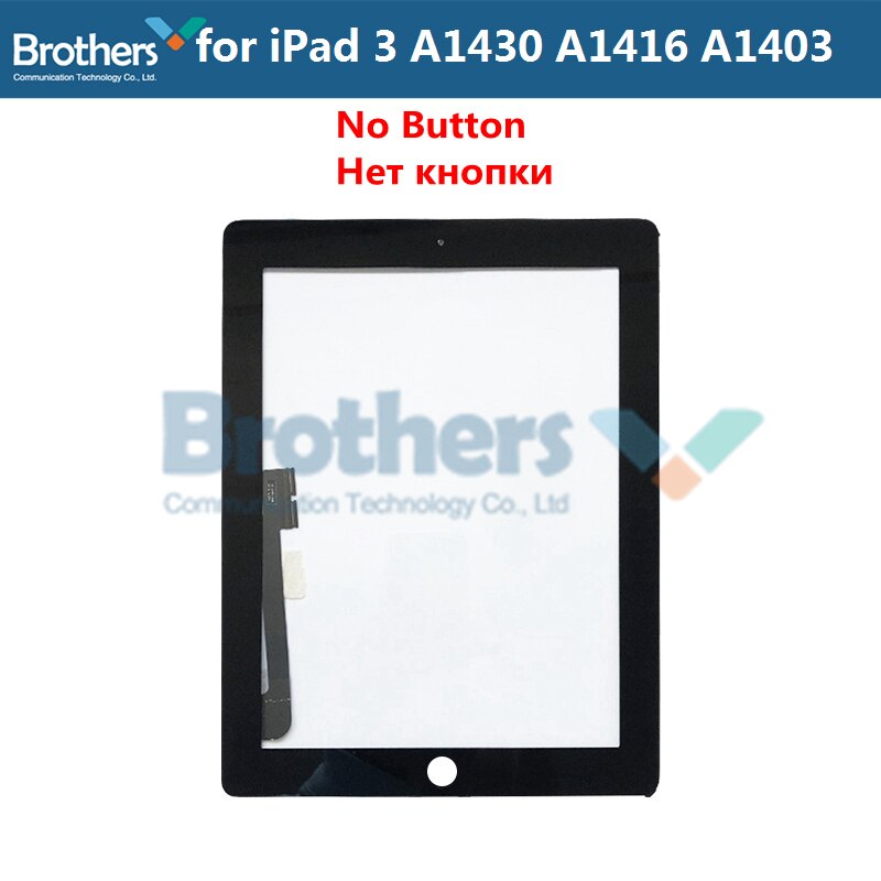 9.7 For iPad 3 A1416 A1430 A1403 Touch Screen Digitizer Sensor Glass Panel Tablet Replacement For iPad 3 Screen With Home Button: Black no Button