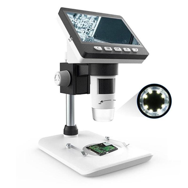 1000 x 4.3 tommer digitalt mikroskop  hd 1080p elektronisk desktop lodning lcd lup forstørrelsesglas sæt understøtter 10 sprog