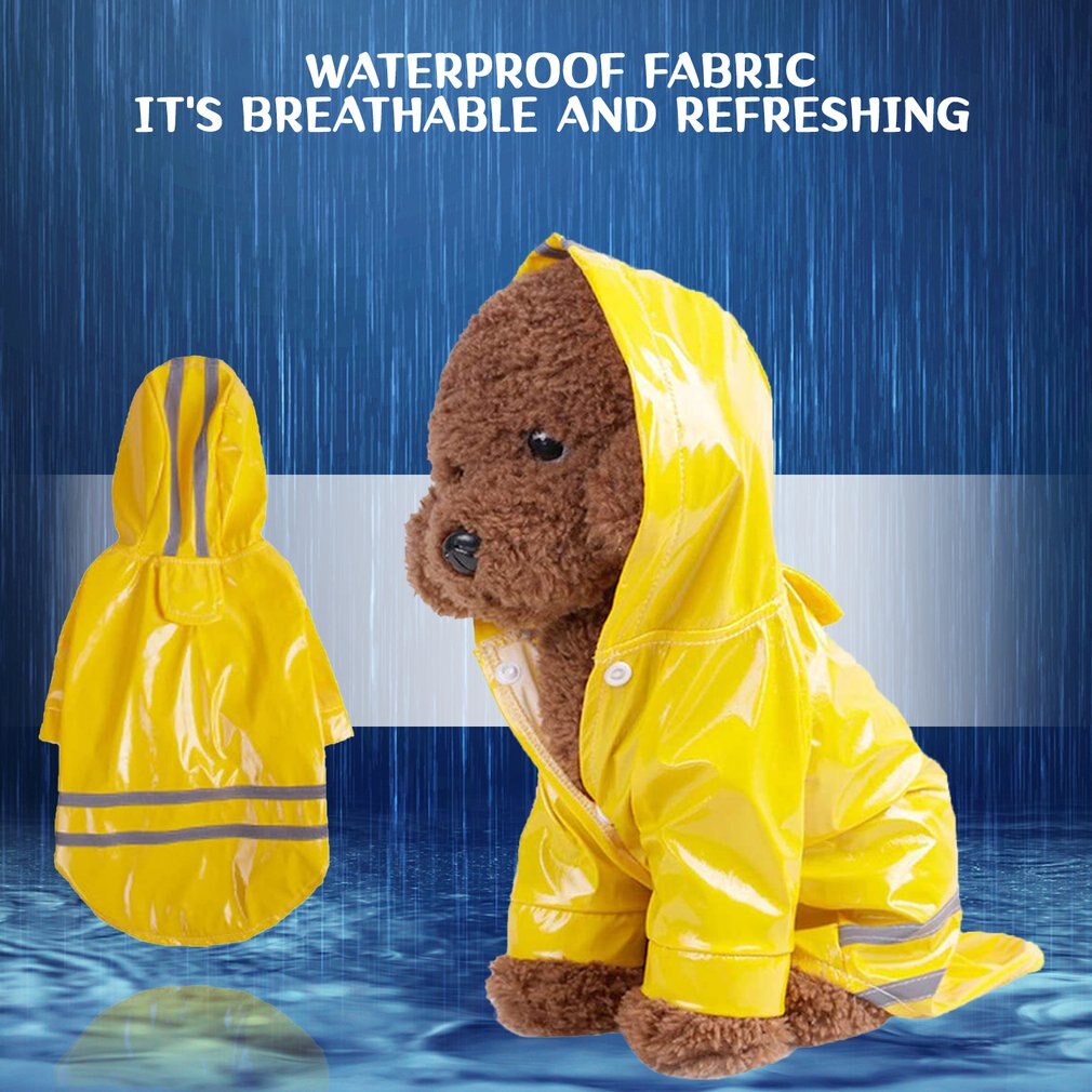 Pu Reflective Strip Pet Raincoat Outdoor Pet Rain Proof Dog Hooded Waterproof Coat Cat And Dog Clothing