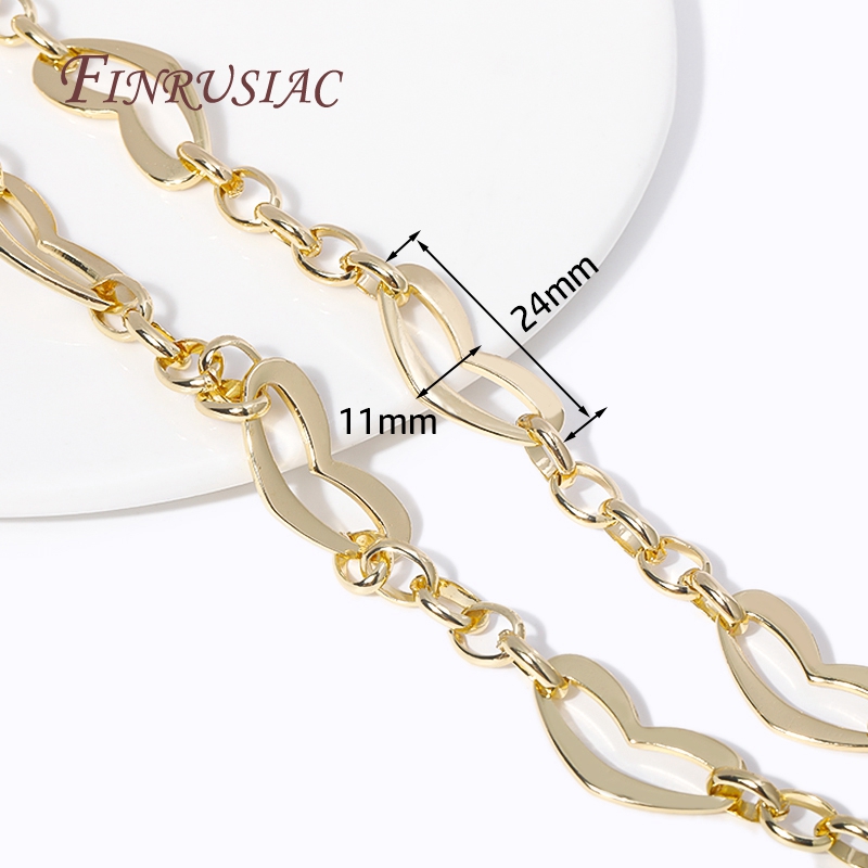 Cadenas grandes y gruesas de Metal de latón chapado en oro de 14K para hacer accesorios de collares, cadenas para hacer joyería DIY, varios estilos: Rosa