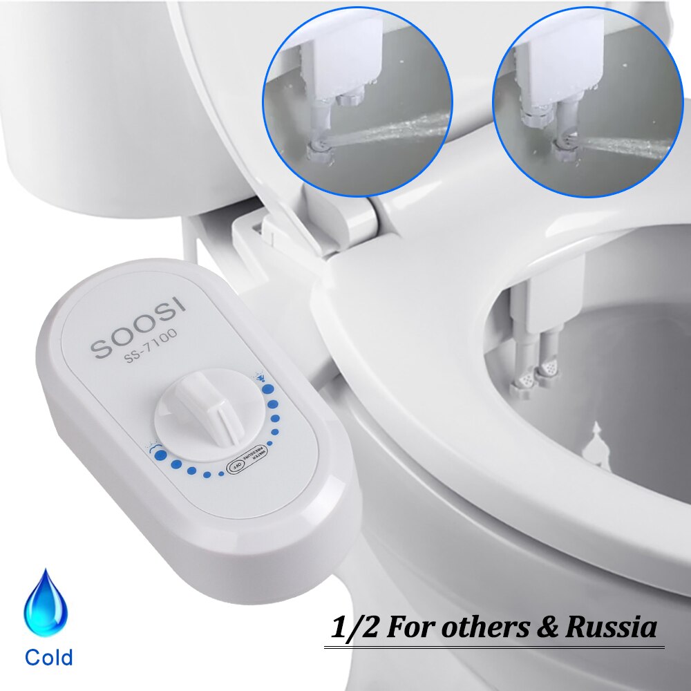 Non-Electric Bidet Toilet Seat Attachment with Dual Self Cleaning Nozzle Muslim Washing Mechanical Bidet Sprayer in Stock: SS-7100 1 2 Others