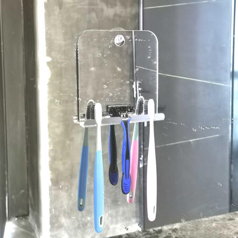 Fogless Shatterproof Bathroom Razor Holder Makeup With Suction Travel Shower Mirror Practical Washroom Protable Home For Shaving