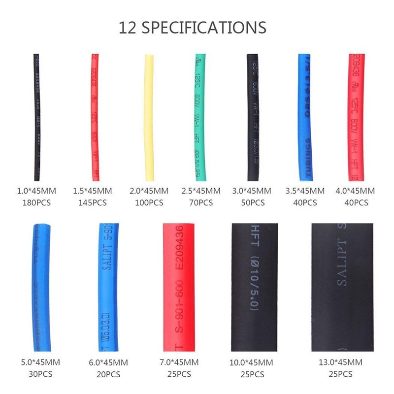 SHGO -750 Pieces Heat Shrink Tubing, Electric Insulation Heat Shrink Wrap Cable Sleeve, Cable Insulated Sleeving Tubes, Shrin