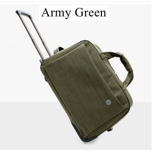 Oxford trolleytassen op wielen, handbagage, rolkoffers, handbagagekoffers voor dames en heren, reistassen: Legergroen 20 inch
