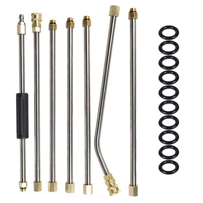 Hnyri 7 stk højtryksrenser udvidelse tryllestave tag renere lanse dyse wand sæt  ,7.5 ft udskiftning lanse ,1/4 "hurtig connect