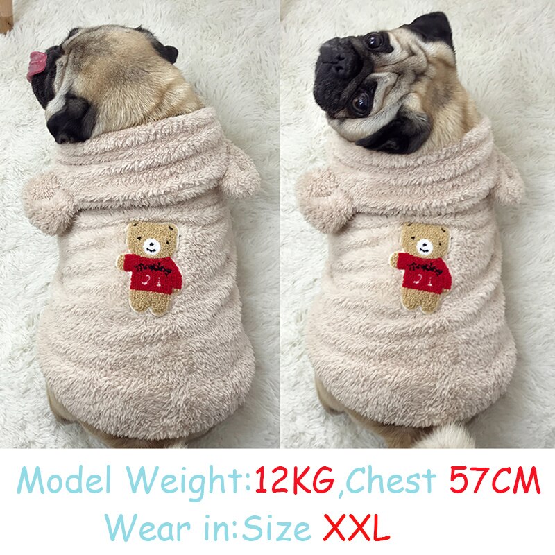 Fransk bulldog husdjurskläder vinter hund dräkt mjuk flanell valp kläder för hund kappa mops björn öra hund kläder husdjur produkter