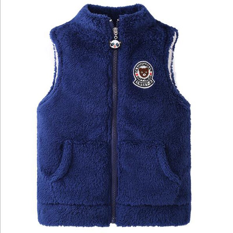 Vest for Boys Children Winter Outerwear Coats Kids Blue Thick Waistcoat Boy Clothes Warm Flannel Soft Vest for Age 3-12 Year Old