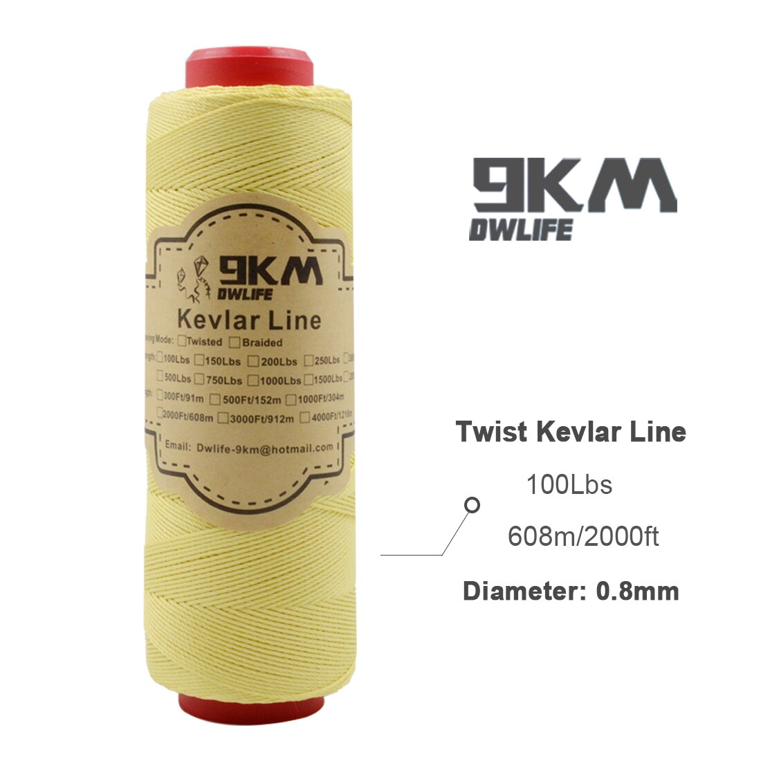 Hilo de Kevlar trenzado para pescar, cuerda refractaria para tienda de senderismo, resistente al corte, 0,6 ~ 0,8mm: 100lb 2000ft 609m