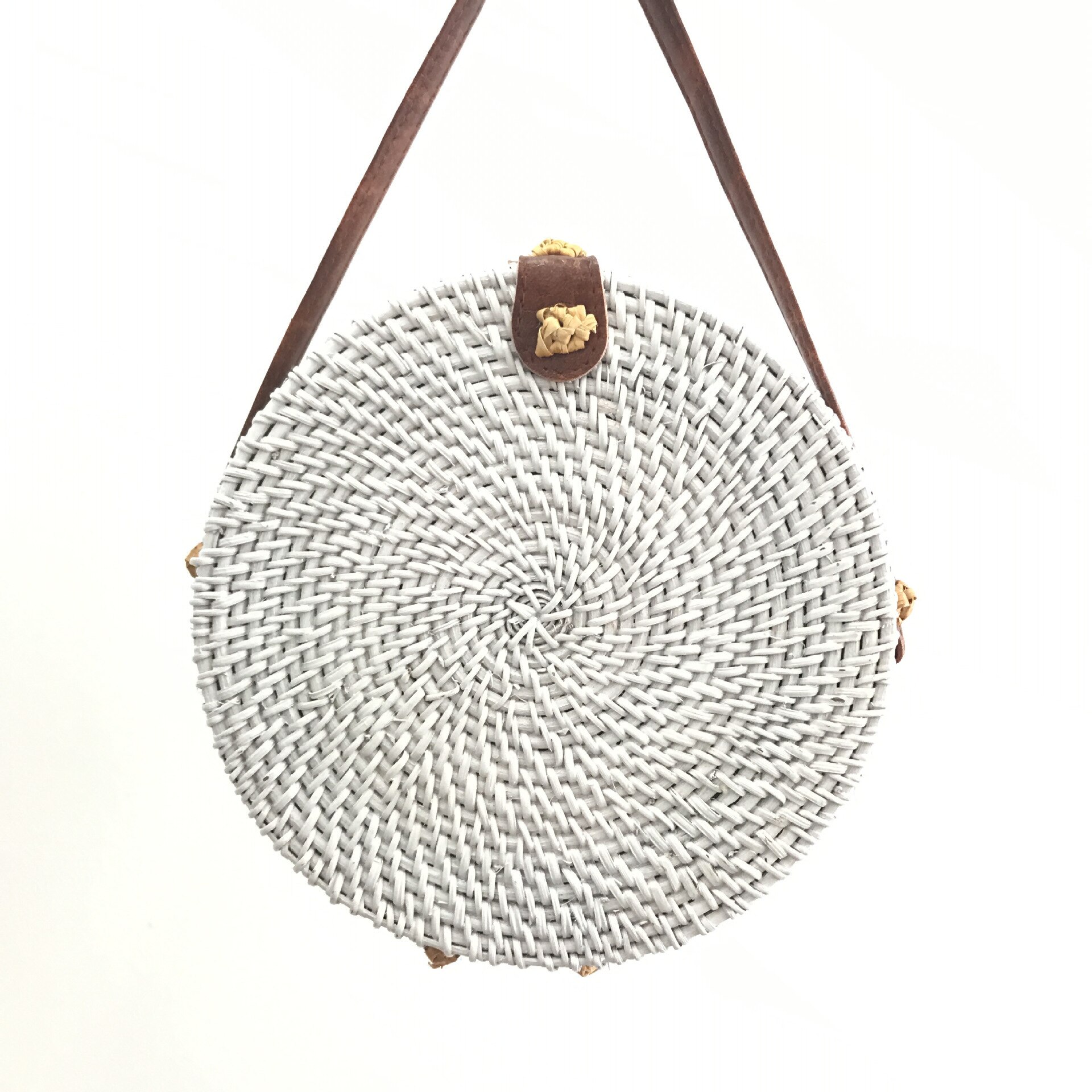 Round Straw Bags Women Summer Rattan Bag Handmade Woven Beach Crossbody Bag Circle Bohemia Handbag: I 20X8cm