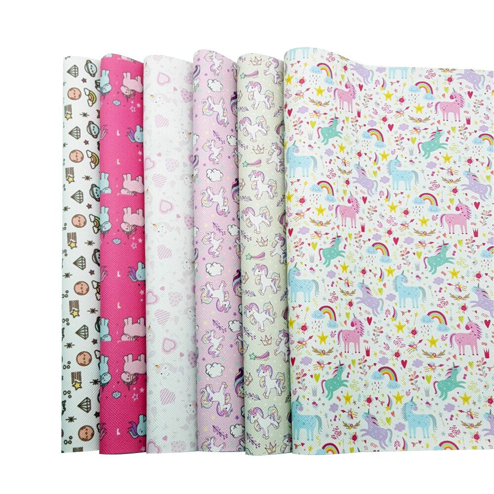 22*30cm a4 tyglakan i konstläder flamingo unicorn utskrift söta djur rosett tyg gör det själv handväskor material syntetiskt läder
