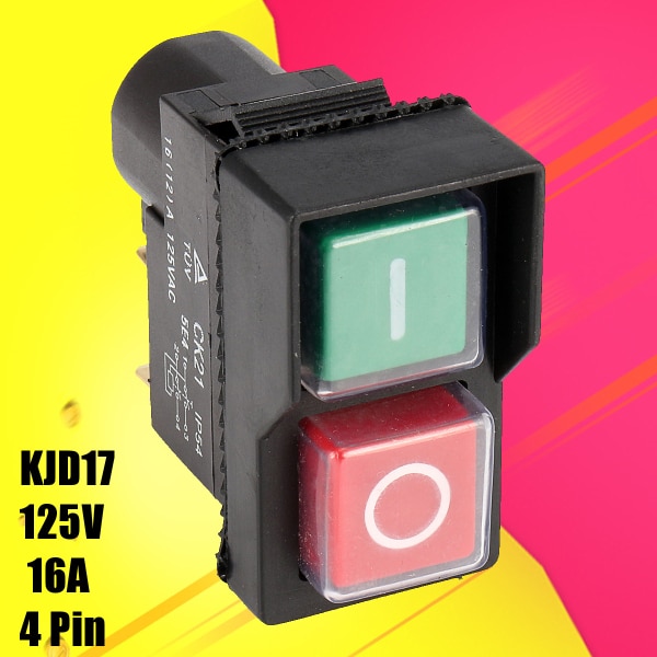 Start Stop No Volt Release Switch Fit Machines Start Stop On Off Volt Release Switch for Workshop Machines KJD17 125V 16A 4Pin