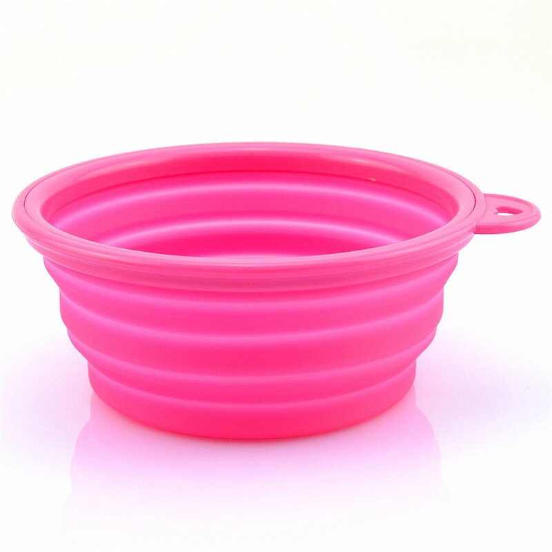 Cuenco plegable para perro y gato, contenedor de comida para mascotas, plato de agua, alimentador portátil para perros y gatos: Rose