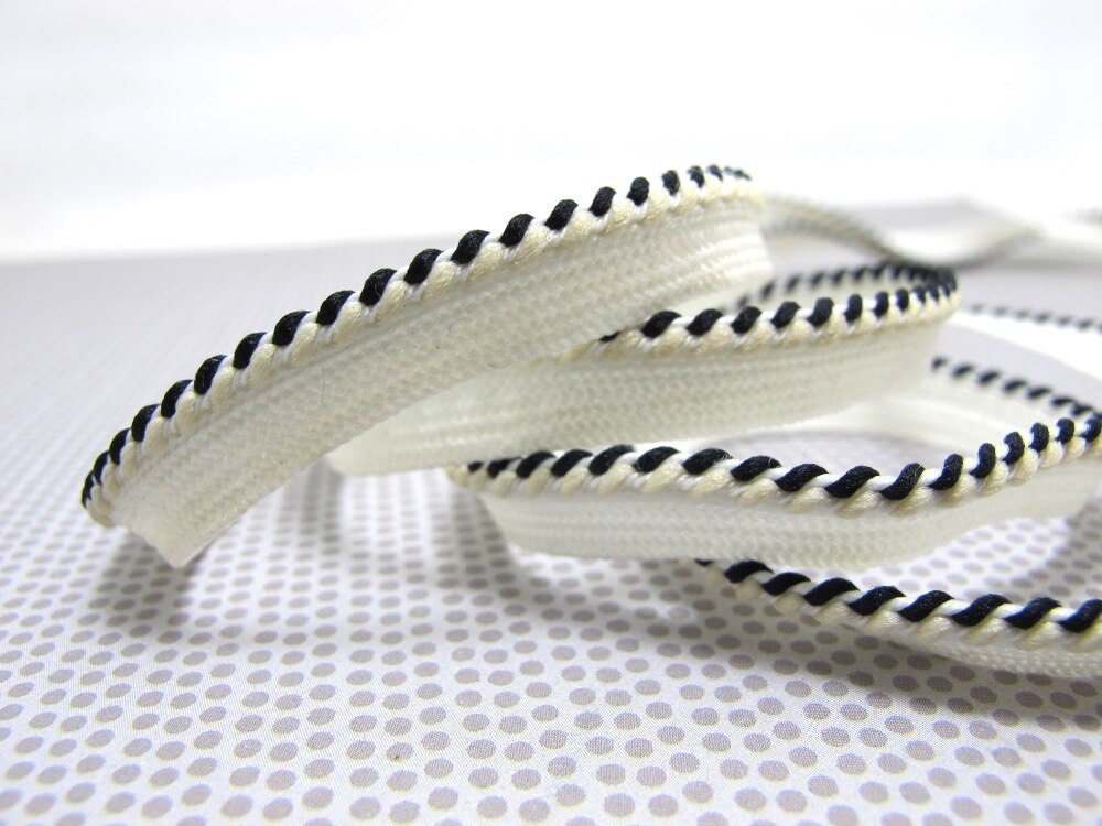 5 Yards 8mm Inch Ivoor en Zwarte Piping Lip Koord Trim | Kussen Kussen Trim | Bekleding Rand Trim naaien Leveringen