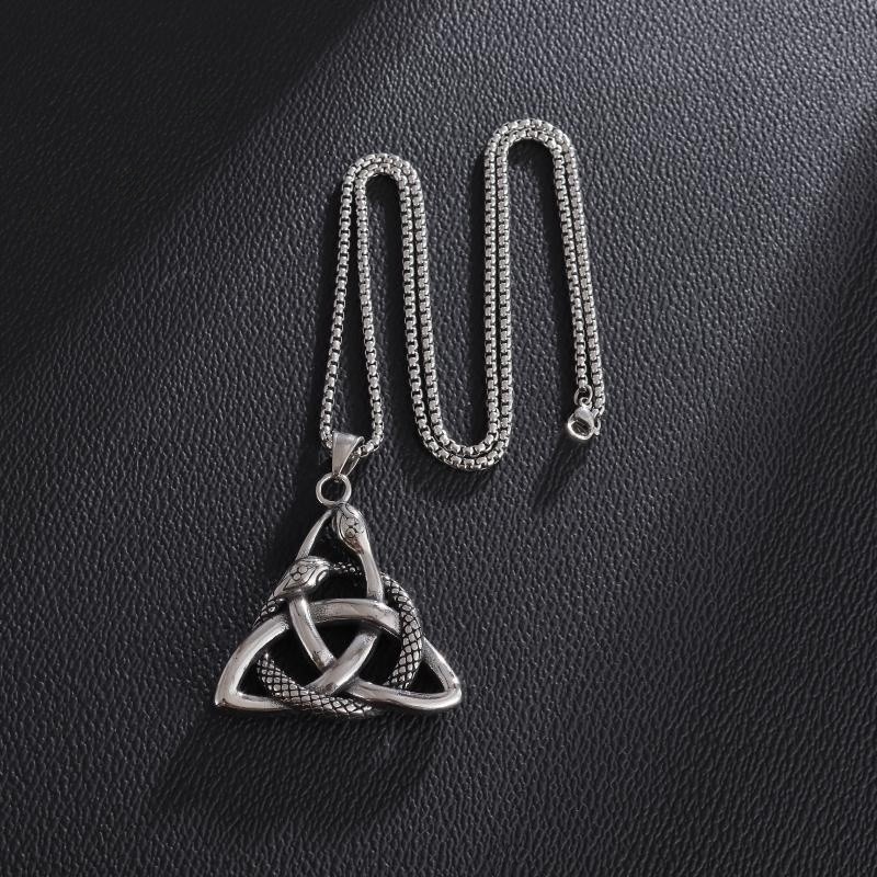 Collier classique Vintage Ouroboros Trinity, pendentif amulette à nœud celtique nordique pour hommes et femmes, bijoux de déclaration