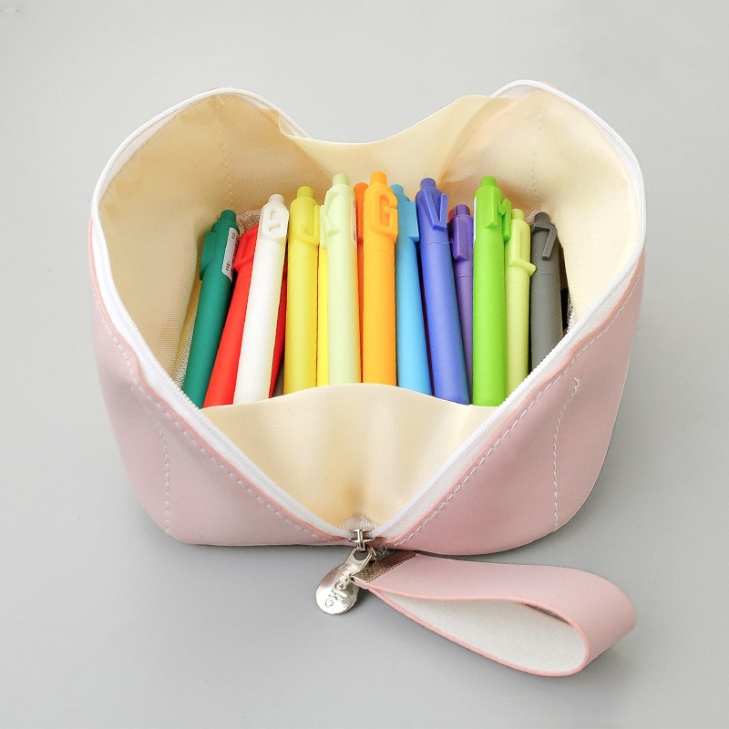 estuche escolar Gran capacidad material escolar Lindo estuche lápices Pegatinas Suave material escolar papelaria kawaii Color sólido estuches papeleria