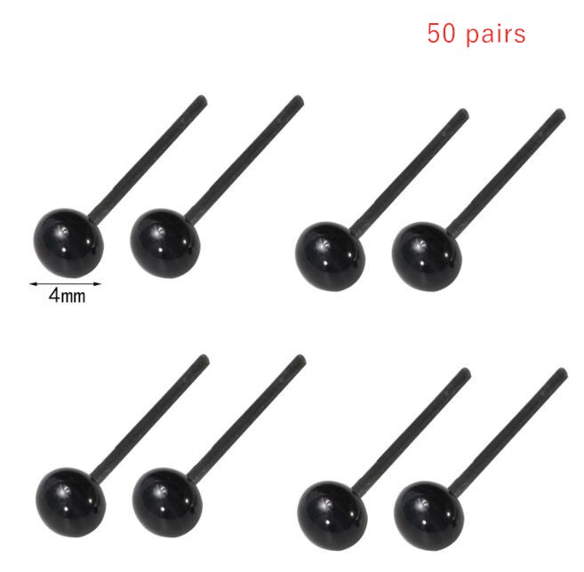 50 par 3/4/5mm sorte bønne øjne til felt-diy diy legetøj øje tilbehør.: 50 par 4mm