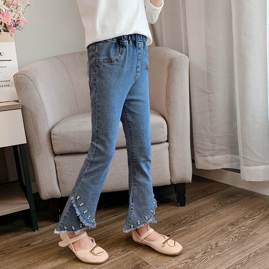 Jean pour fille perles jean enfant fille déchiré jean enfant pour fille Style décontracté vêtement enfant 6 8 10 12 14