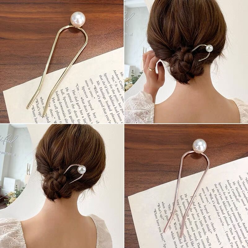 AOMU Simple Versatile Metal Gold Hair Sticks Headdress Trend U-Shaped Large Hairpin for Women Vacation Hair Accessories