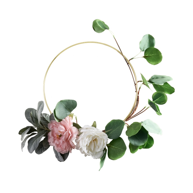 Décoration de mariage en métal fer or couleur guirlande guirlande bricolage maison tenture murale cerceau Floral mariage mariée à la main fleurs couronne