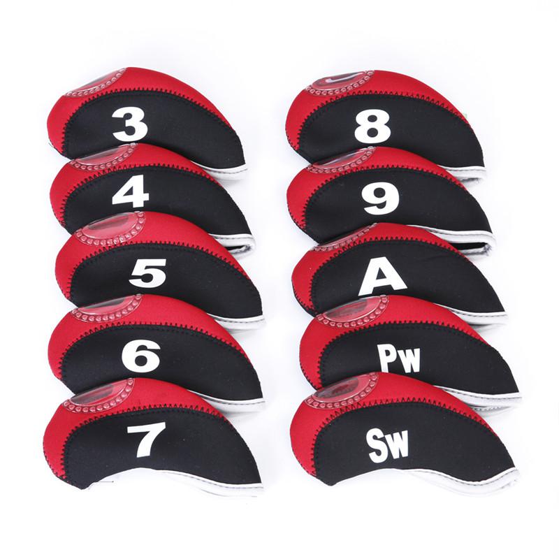 None 10pcs/set Number Pattern Golf Iron Rod Head Covers Protector Golf Rod Sleeve Accessories: red