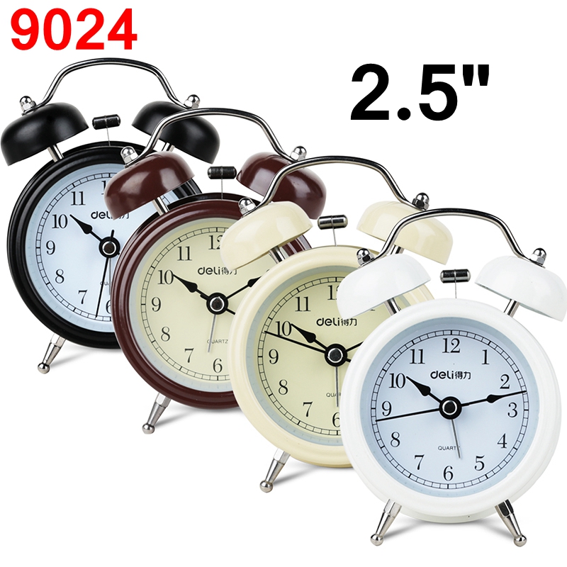 Deli 9024 Kleine Wekker 2.5 "3.5" Noctilucent Mechanische Luid Alarm Persoonlijkheid Studenten Krijgen Up Lui Klok Kinderen: 9024