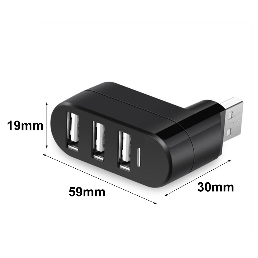 Compact Size High Speed USB2.0 Hub Black Mini USB 3 Port Rotate Splitter Adapter Hub for PC Laptop Expansion USB 2.0