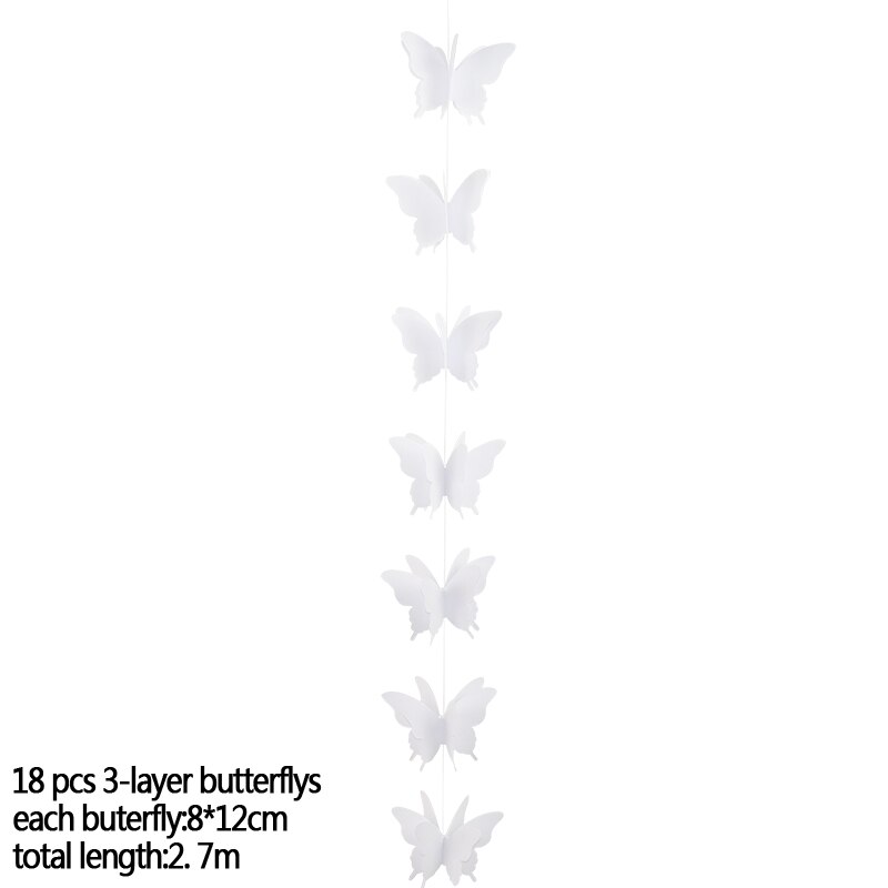 270cm fargerike sommerfuglpapir krans hengende banner bryllup bursdagsfest dekor baby shower barn jente rom dekor bunting: B01