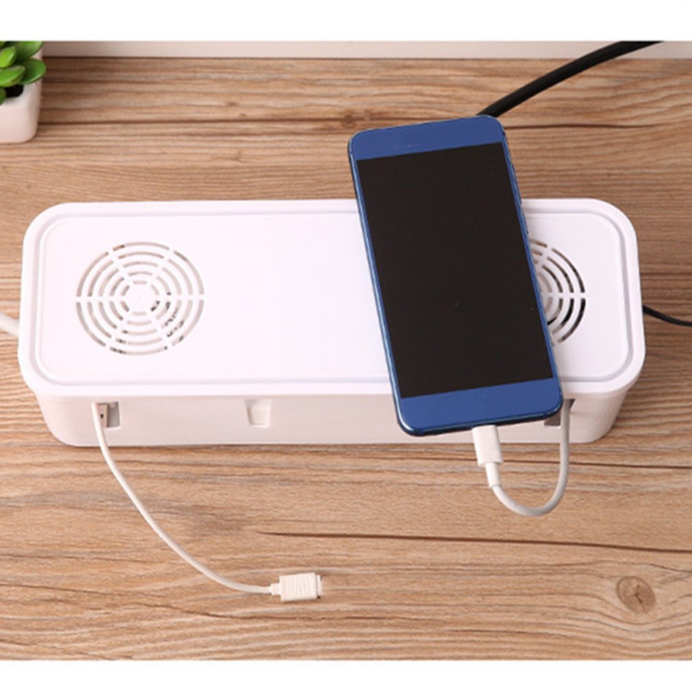 Practical White Cable Storage Box Power Strip Wire Case Anti Dust Charger Socket Organizer Socket patch panel storage Box