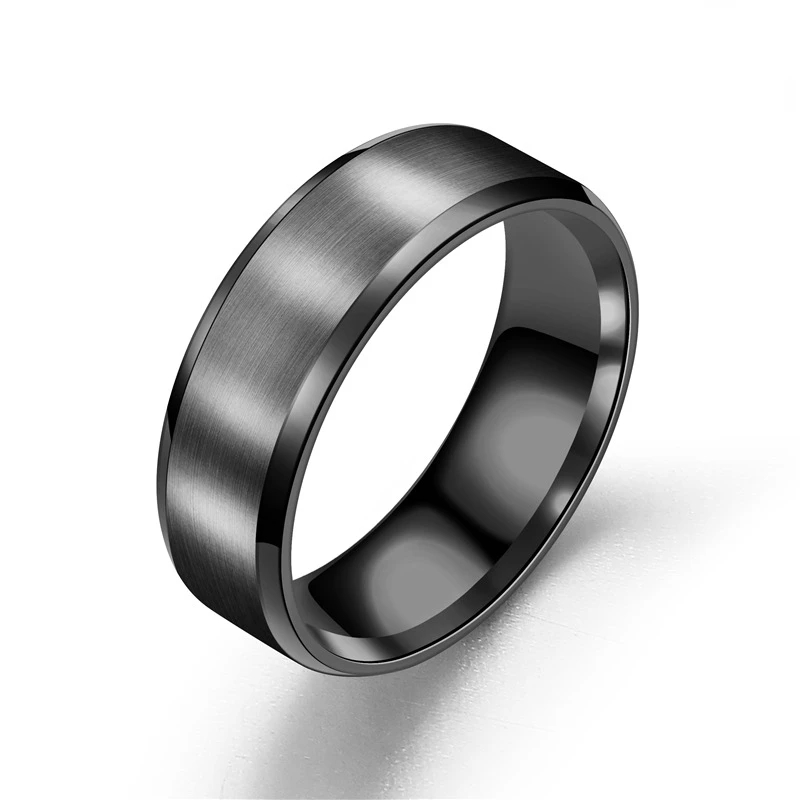 4 farver klassisk 8mm herrering overflade børstet rustfrit stål enkel ring til kvinder vielsesring par smykker tilbehør: 8 / Grøn