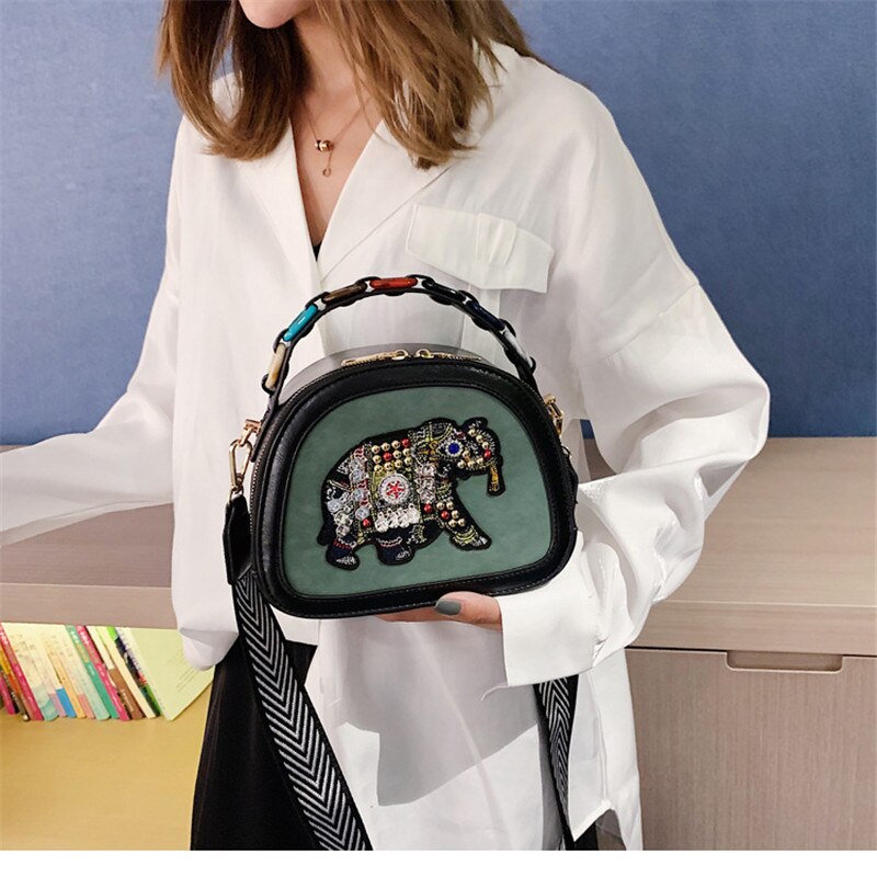 Cuoio dell'unità di elaborazione di Borsette Borse Donne Eleghant Disegno Del Ricamo Borse A Spalla Moda Femminile Che Borda il Sacchetto di Crossbody di Alta Qualità MM50045