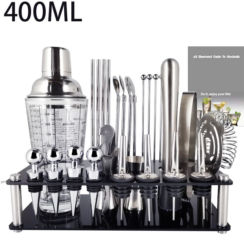 28 pieces Premium Shaker Barware Set Stainless Bar Boston Cocktail Shaker Set Bartender Kit Includes Shaker Spoon: B
