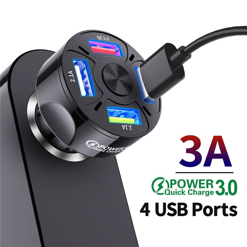 Ukgo 48w 4 portas usb carga do carro 7a mini carregamento rápido para o iphone 12 xiaomi huawei carregador do telefone móvel adaptador no carro