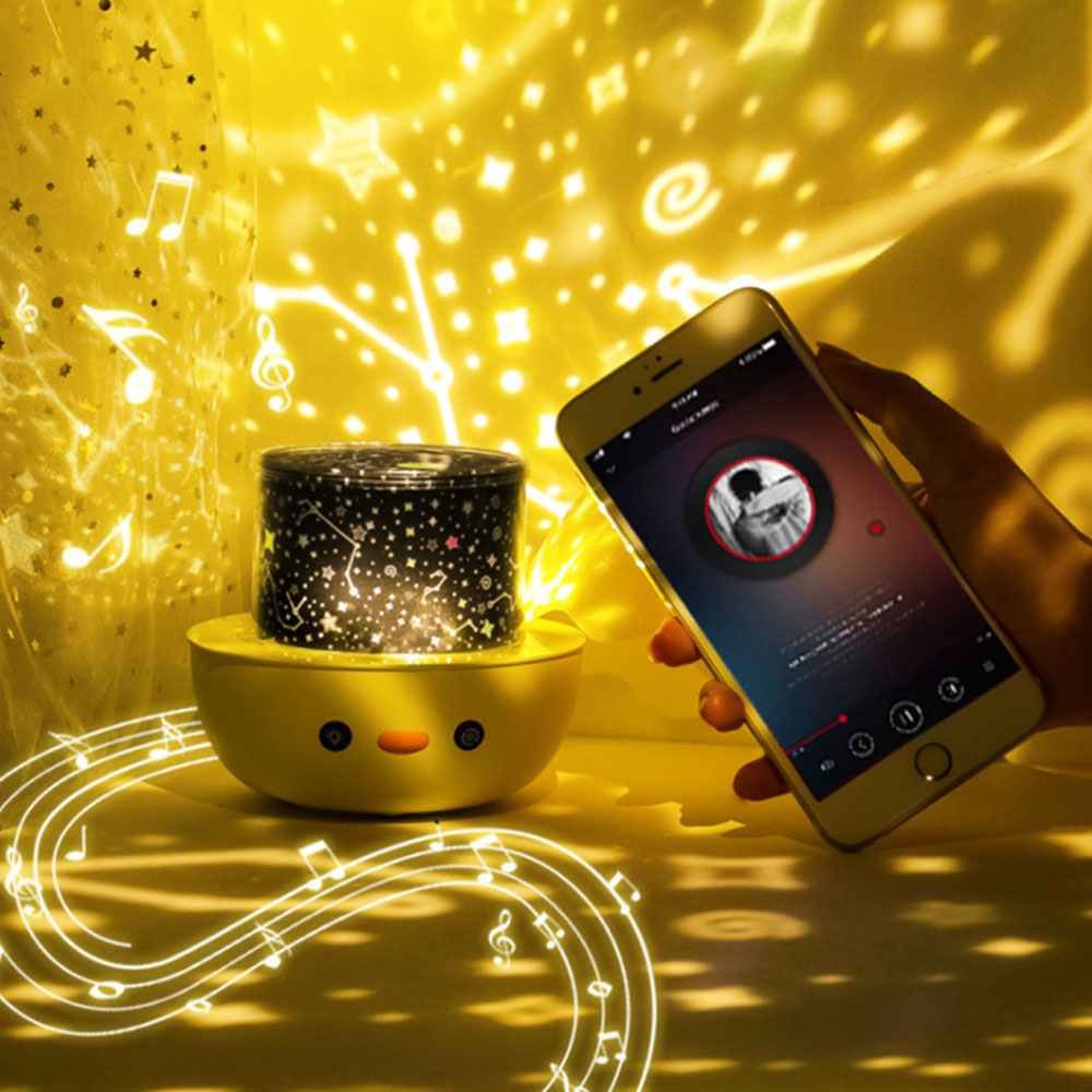 Nattlampe projektor stjernehimmel nattlys projektor soveromsinnredning bluetooth roterende musikk fjøs #39 låve