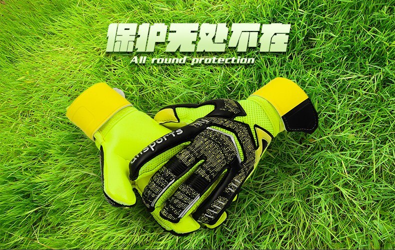 Neue Professionelle Verdicken Atmungsaktiv rutschfeste latex Fußball Torwarthandschuhe Torwart Fußball fingerknochen schutz schutz handschuhe