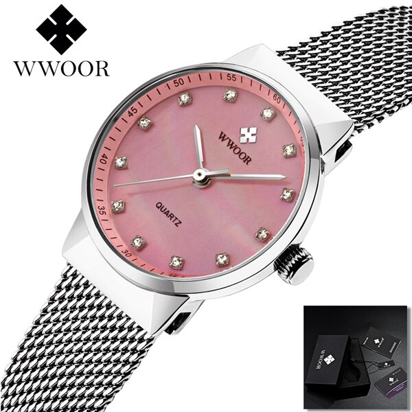 Horloges Vrouwen Top Luxe Kleine Diamant dames horloges Charms Armband Horloges Voor Vrouwen Montre Femme: pink with box