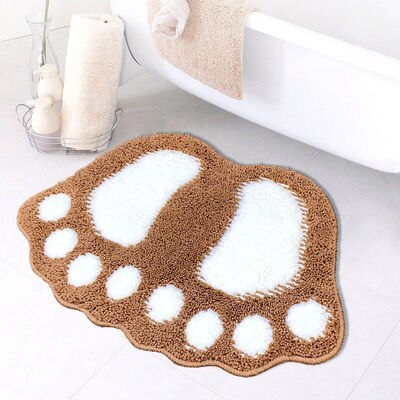Foot Print Bath Mats,Non-slip Bathroom Carpet,Mat Toilet Memory Foam Bathroom Rug Bath Pad Carpets,Microfiber Mini Mats 40*60cm: Coffee