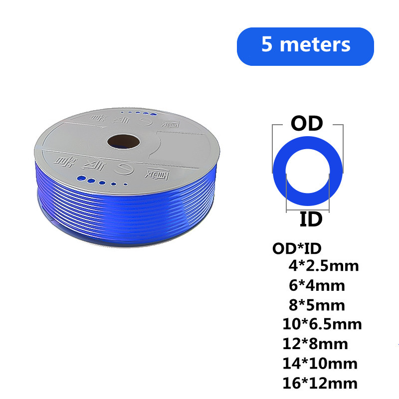 5 meter Pneumatische Buis Luchtslang Component Pneumatische Luchtslang 4mm 6mm 8mm 10mm 12mm PU Pijp Luchtleiding Slang voor Compressor: Blauw / 3/4"