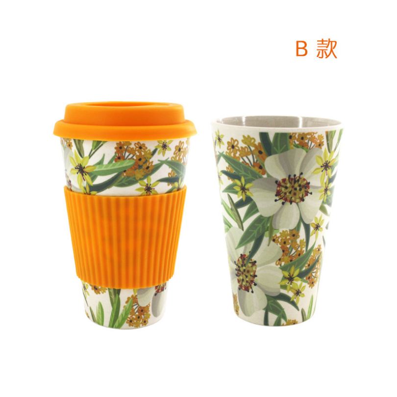 Reusable Bamboo Fiber Coffee Cup Mugs Coffe Travel Mug Drink Water Mug Healthy: Orange