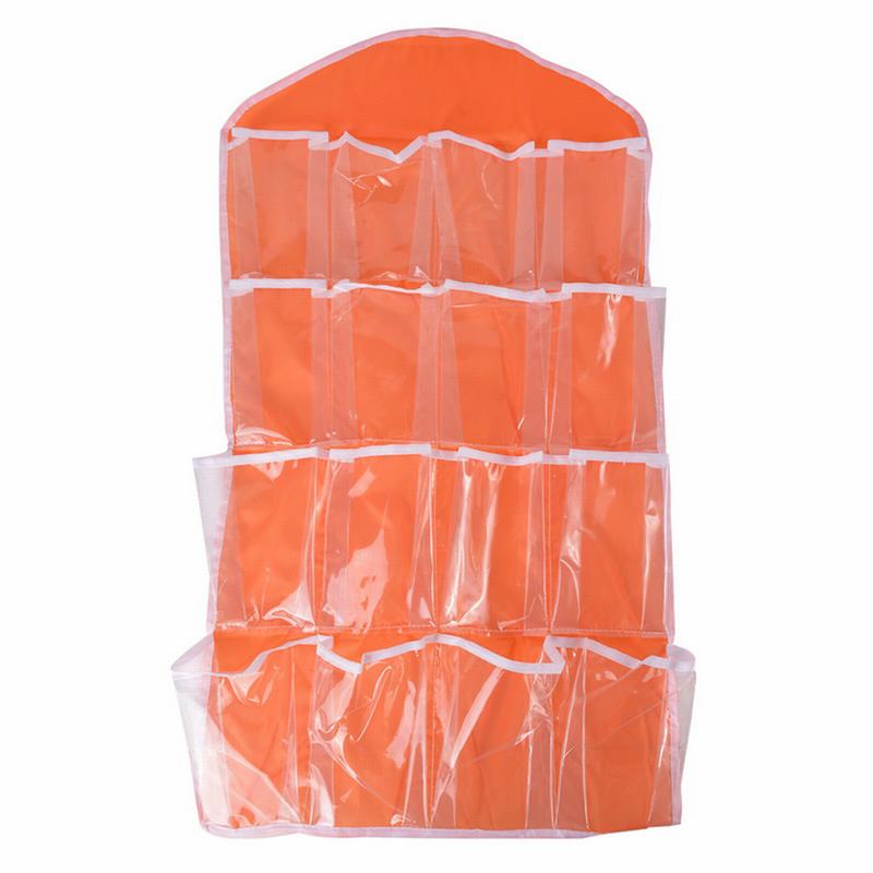 16 rejillas plegables guardarropa bolsas colgantes contenedor ropa interior sujetadores calcetines gancho para corbatas zapatos bolsa de almacenamiento: orange