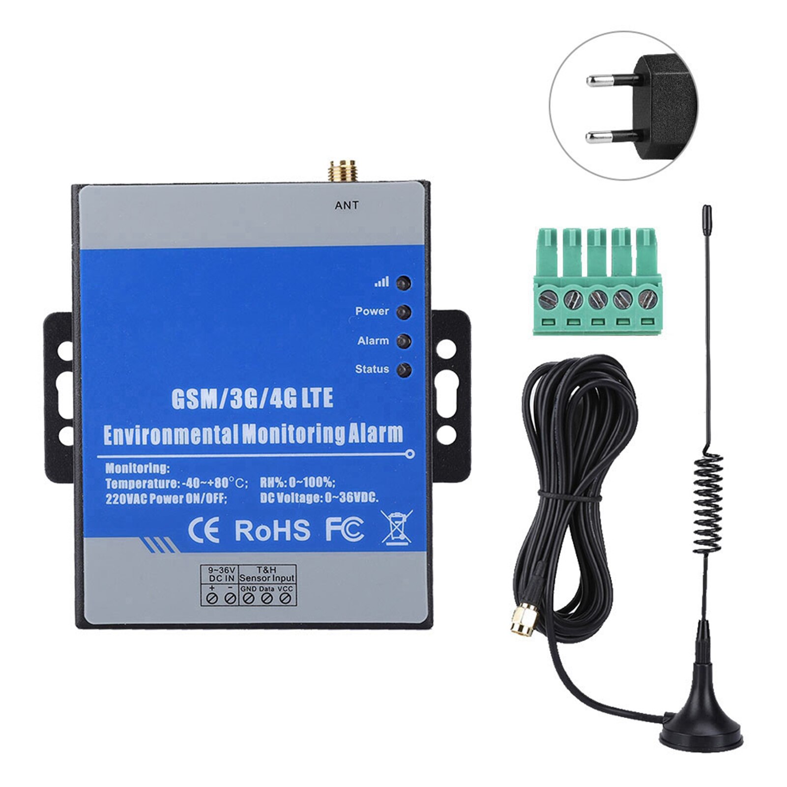 100-240V RTU5023 GSM Remote Detector Temperature Humidity Monitor Alarm Support Timer Report APP Control EU Plug